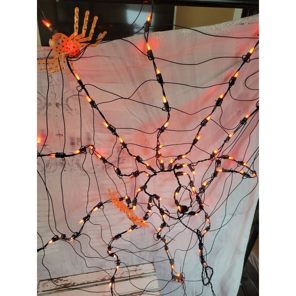 String light up spider web Halloween decor